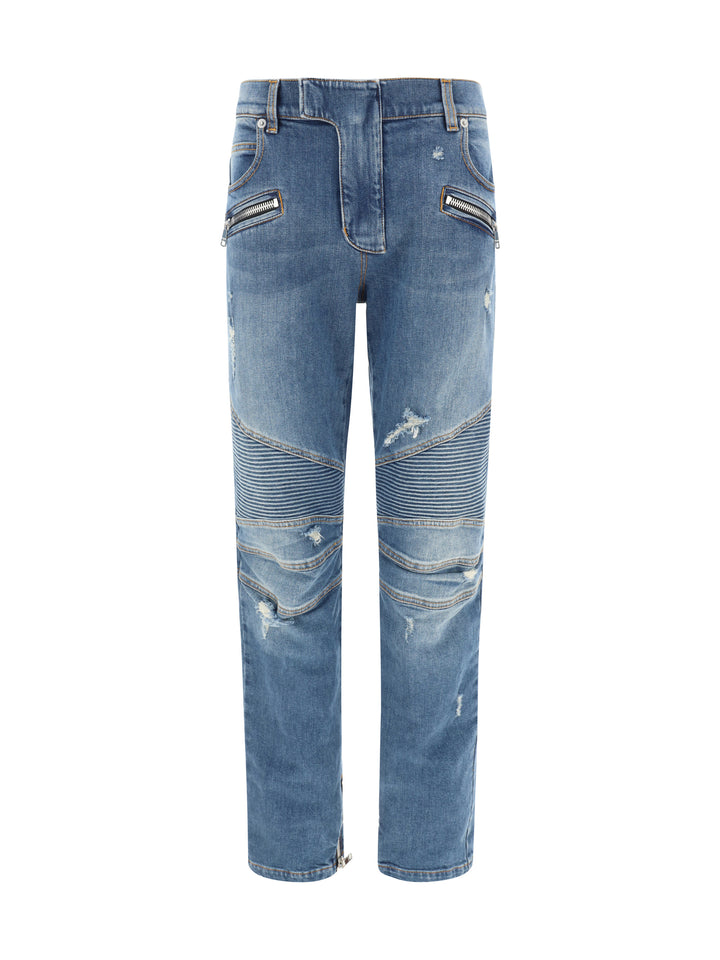 BIKER DENIM PANTS - VINTAGE BLUE WASH