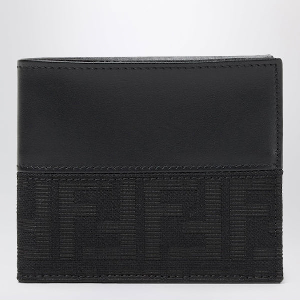 Ff Zucca Jacquard And Black Leather Bi-Fold Wallet