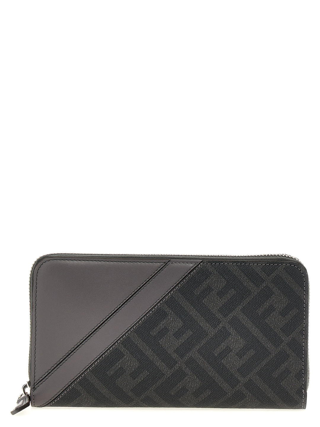 Zip Around Fendi Diagonal Wallets, Card Holders Gray