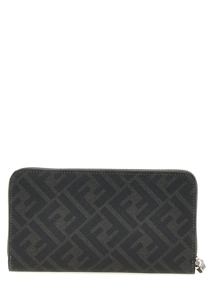 Zip Around Fendi Diagonal Wallets, Card Holders Gray