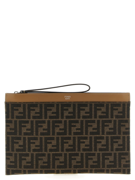 Ff Jacquard Clutch Brown