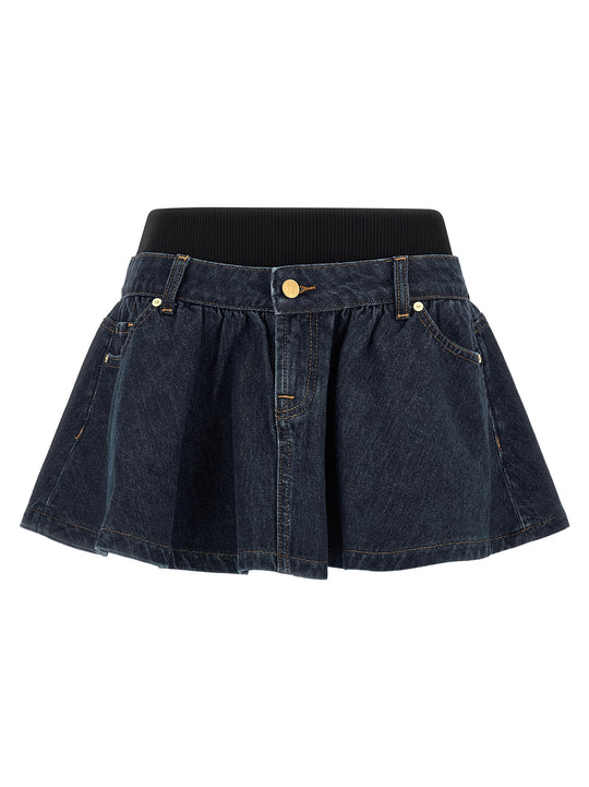 Banded Mini Skirts Blue