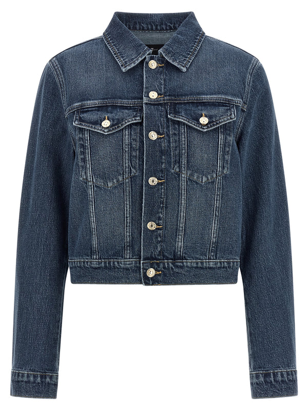 Darted Shrunken Puffer Jackets Blue