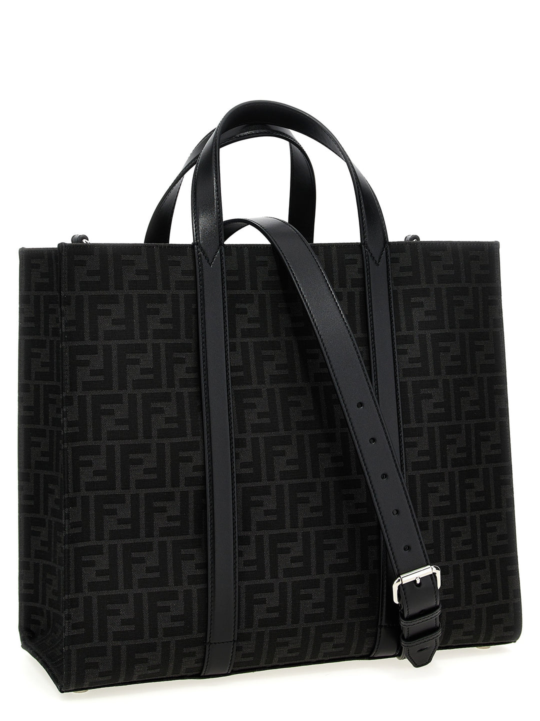 Ff Jacquard Shopper Tote Bag Black