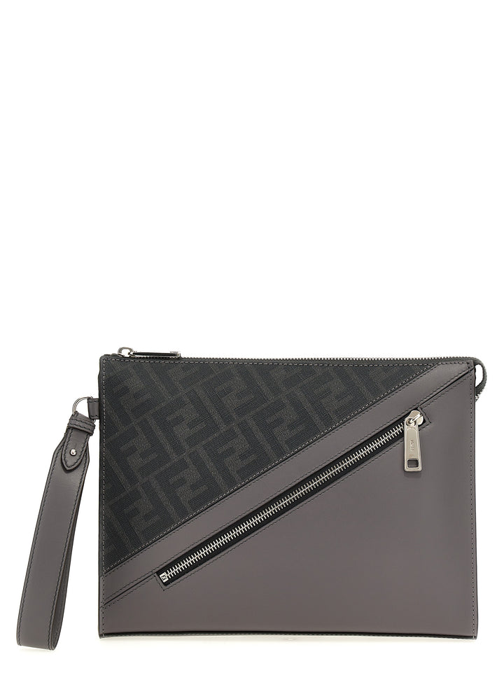 Fendi Diagonal Clutch Gray