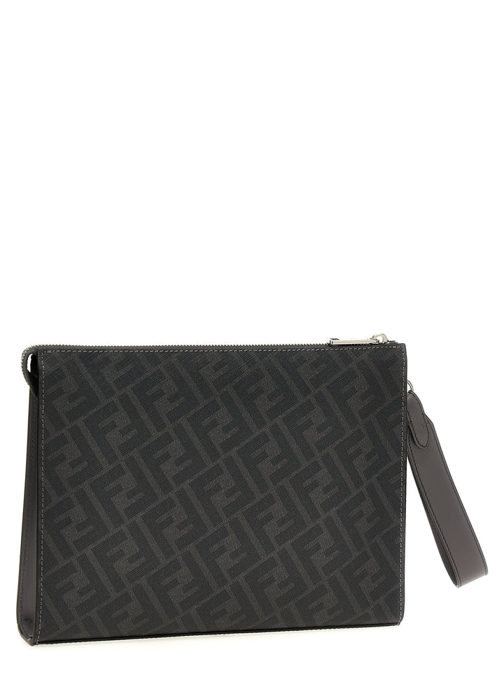 Fendi Diagonal Clutch Gray