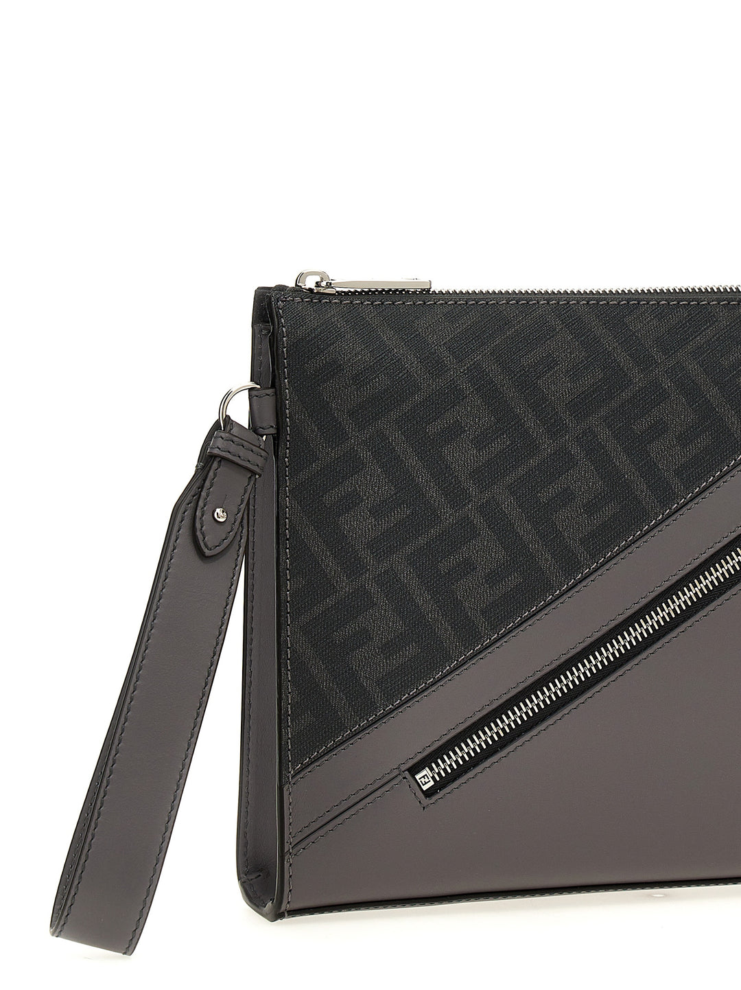 Fendi Diagonal Clutch Gray