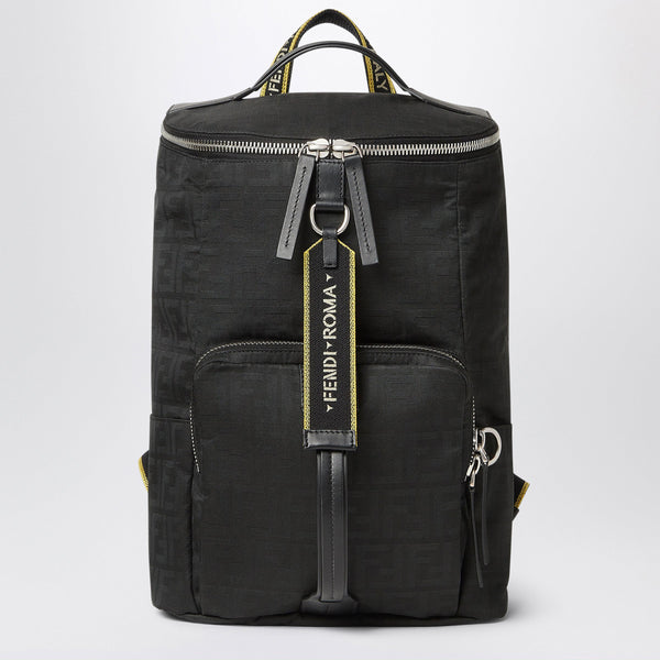 Black Tourist Rucksack In Superlight Ff Zucca Fabric
