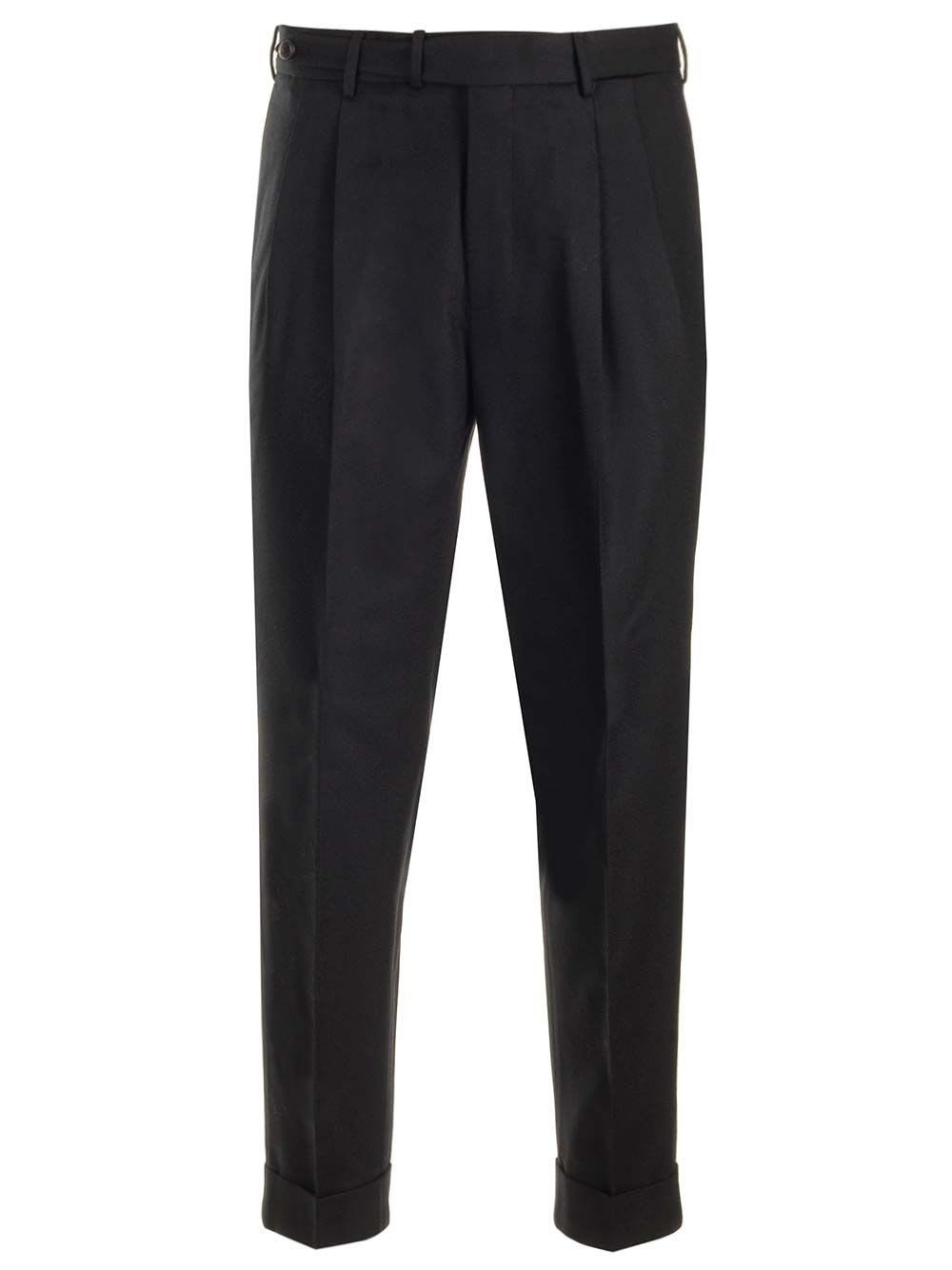 Wool And Cashmere Flannel Trousers Black
