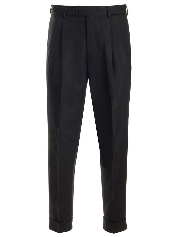 Wool And Cashmere Flannel Trousers Black