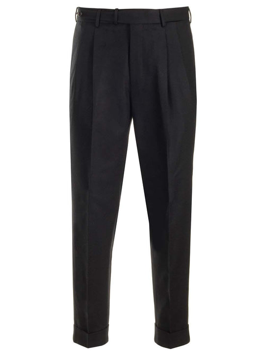 Wool And Cashmere Flannel Trousers Black