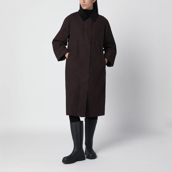 Dark Brown Dawn Coat In Cotton Blend
