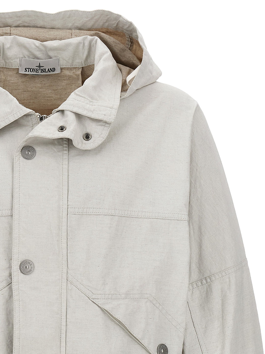 Raw Plated Linen S.I. Marina Casual Jackets, Parka White