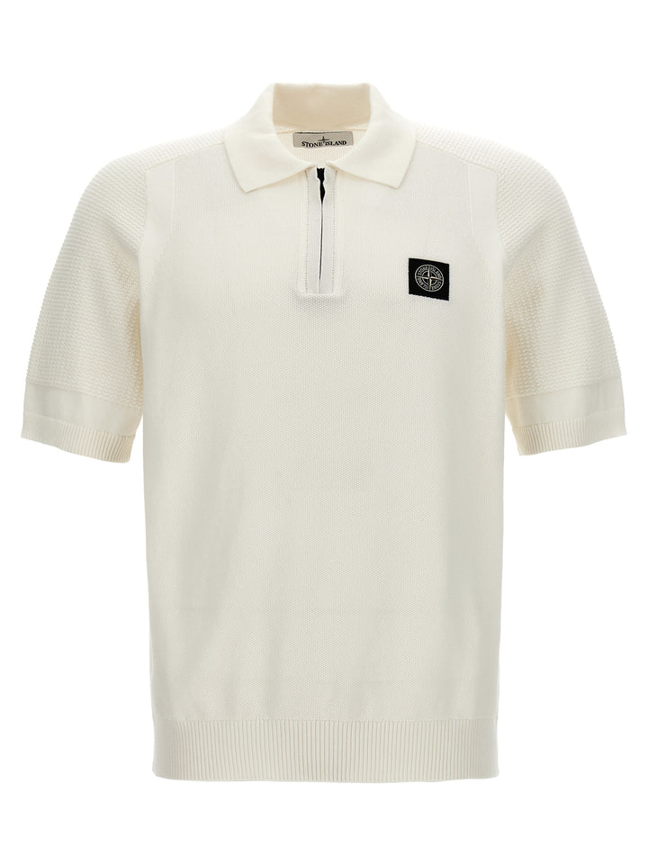 Logo Patch Knitted  Shirt Polo White