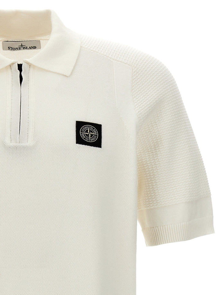 Logo Patch Knitted  Shirt Polo White