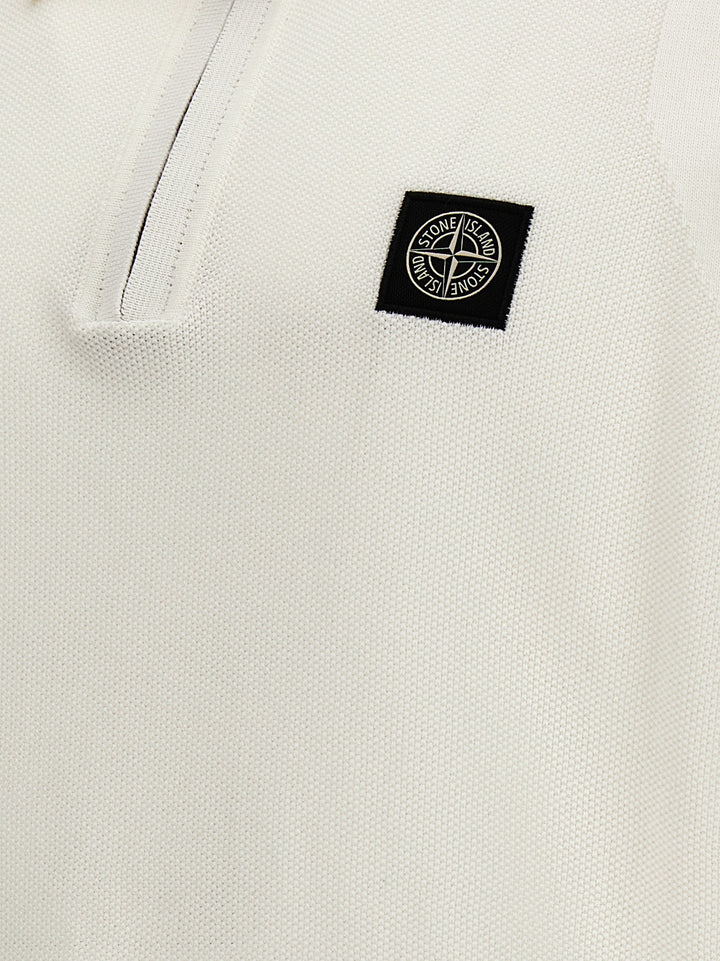 Logo Patch Knitted  Shirt Polo White