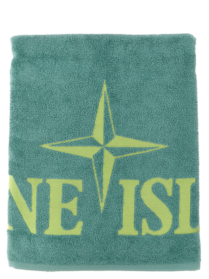 Towel With Logo Embroidery Beach Green