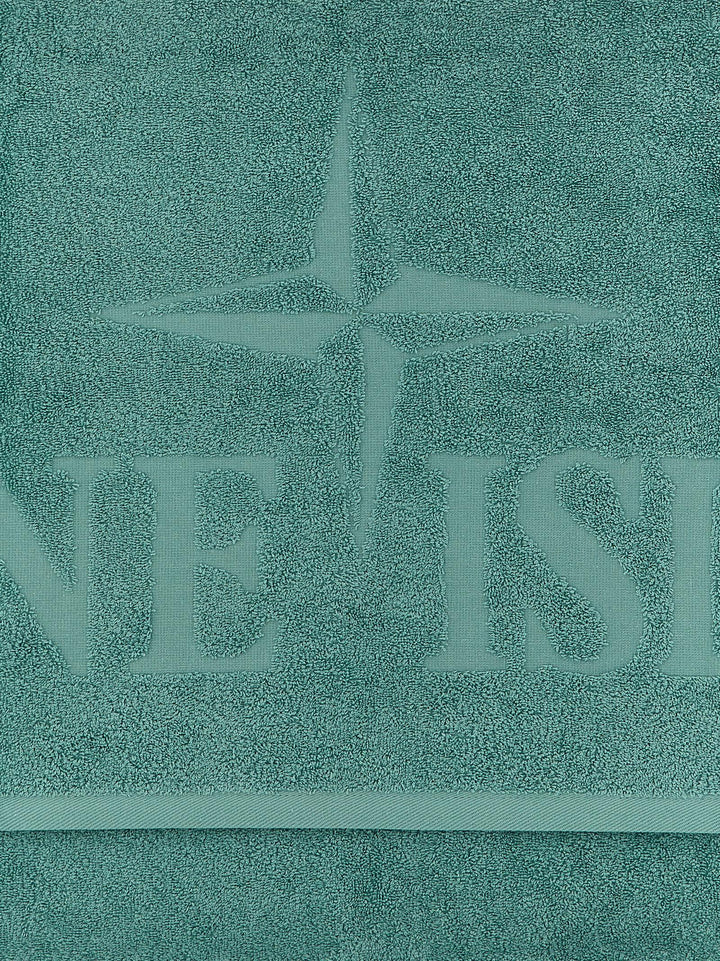 Towel With Logo Embroidery Beach Green