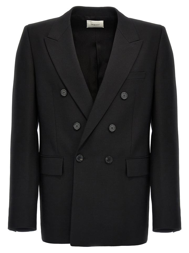 Double-Breasted Wool Blazer Black