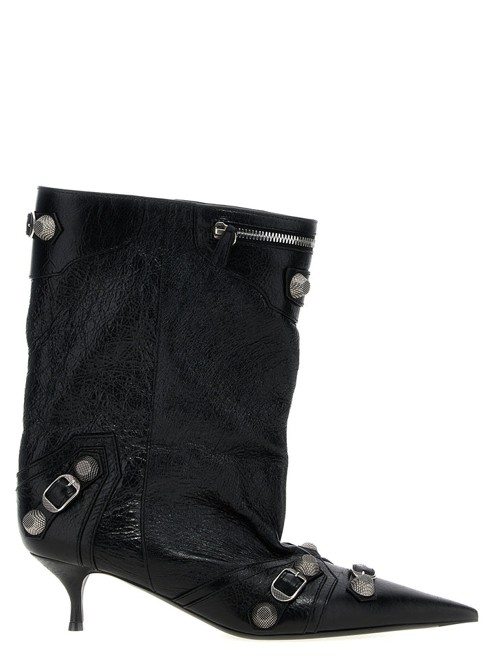 Cagole Wide Boots, Ankle Boots Black