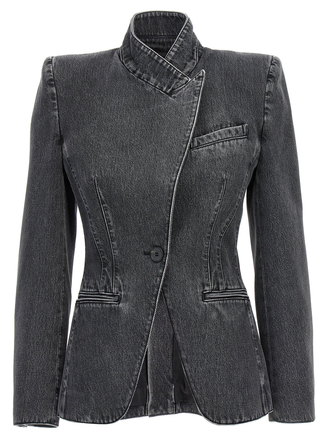 Deconstructed Denim Blazer Blazer And Suits Black