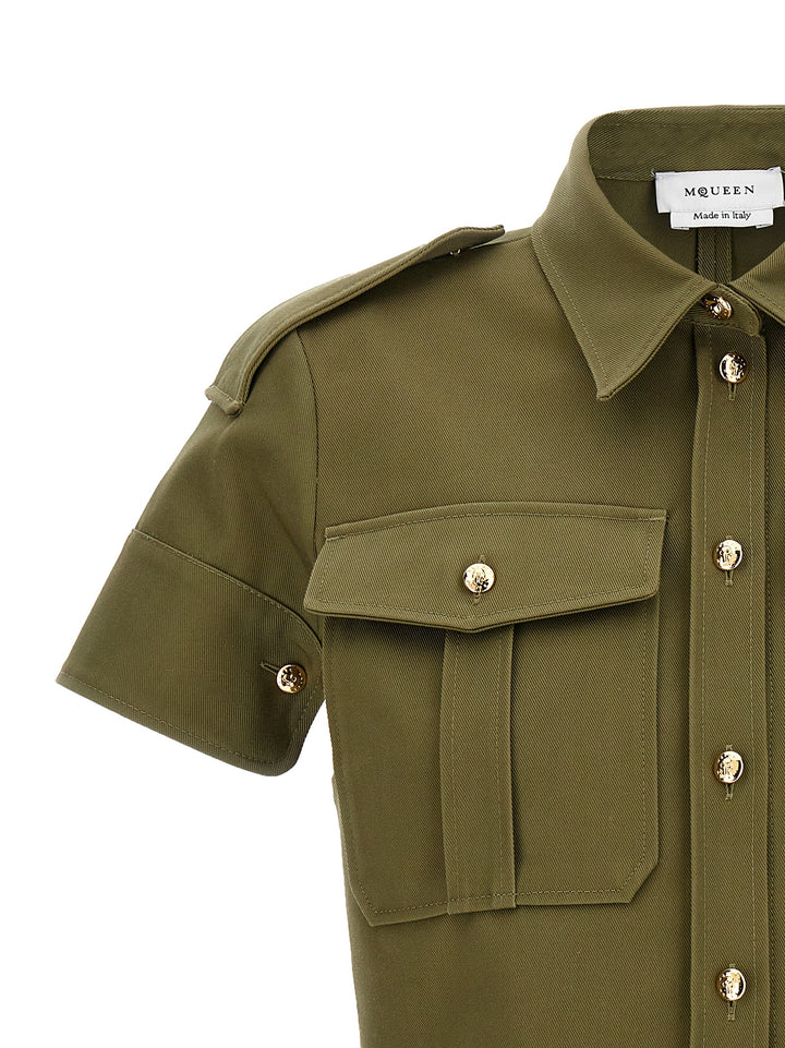 Cropped Military Shirt Shirt, Blouse Green