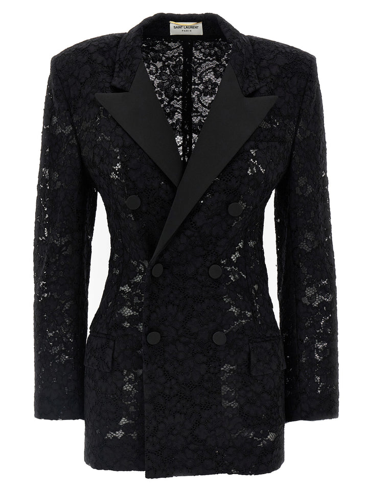 Guipure Lace Tuxedo Blazer Blazer And Suits Black