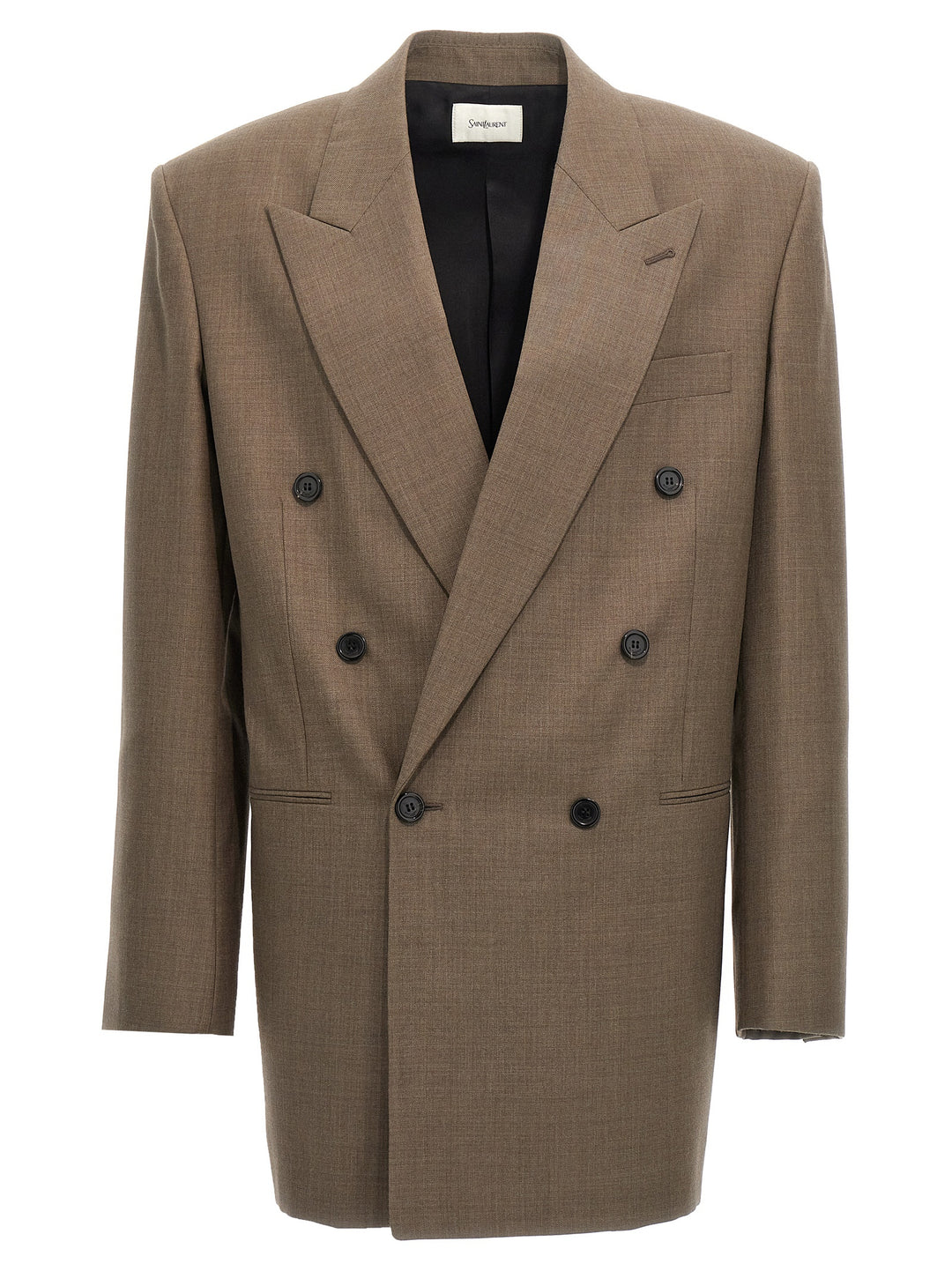 Double-Breasted Wool Blazer Gray