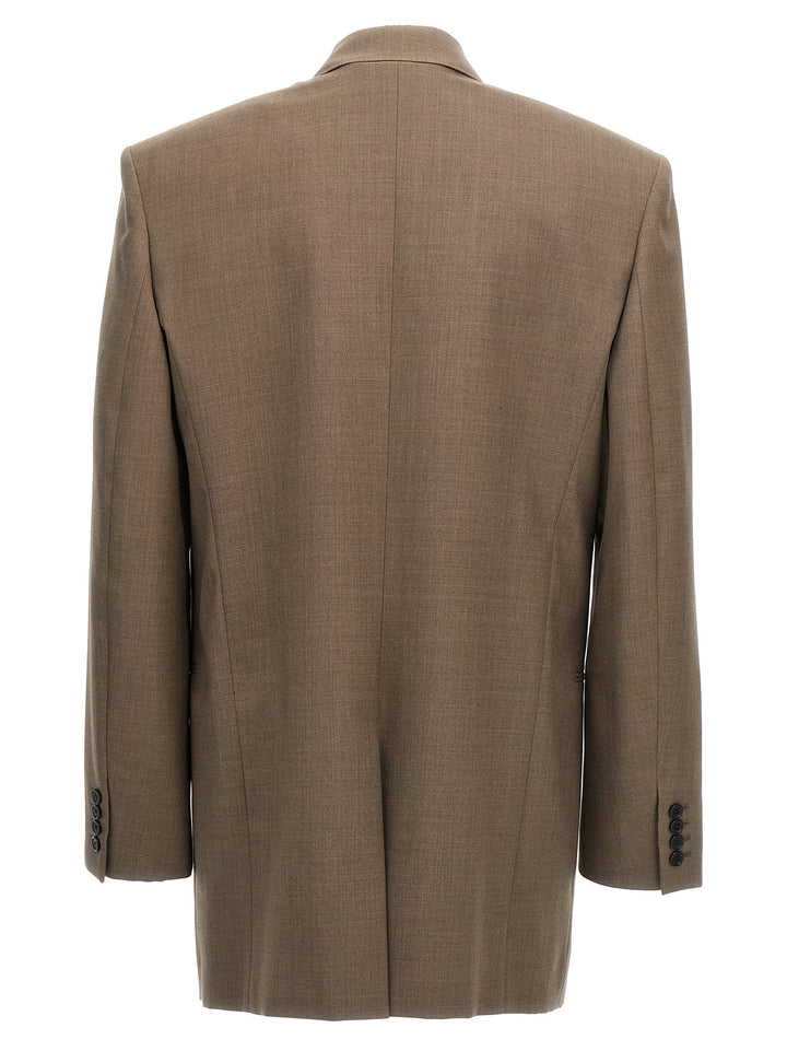 Double-Breasted Wool Blazer Gray