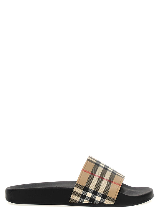Slide Check Sandals Beige
