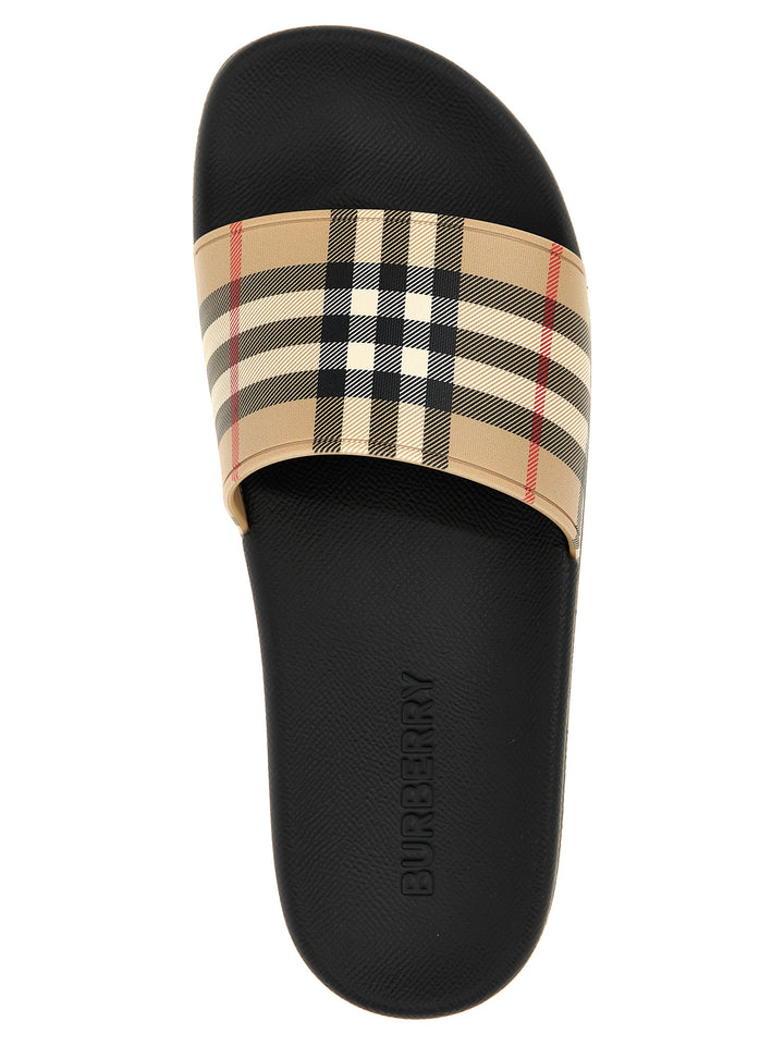 Burberry Slide Check Sandals - Beige | 6724e8664f5565f1c663169824c64cbafffae2c7