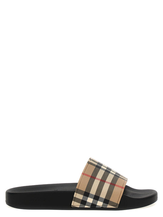 Slide Check Sandals Beige