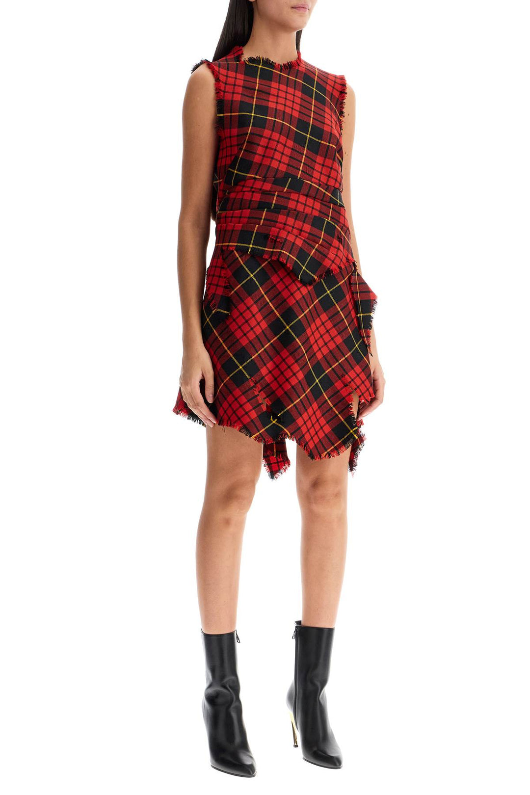 Miniabito Distressed In Lana Tartan