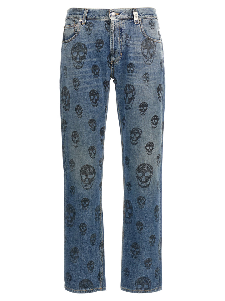 Skull Print Jeans Blue