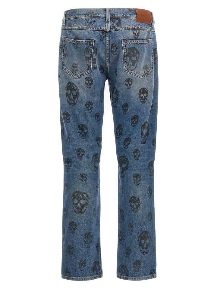 Skull Print Jeans Blue