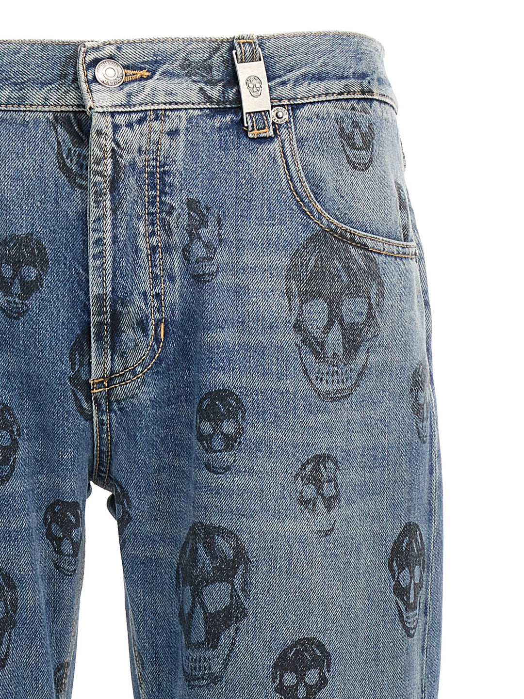 Skull Print Jeans Blue