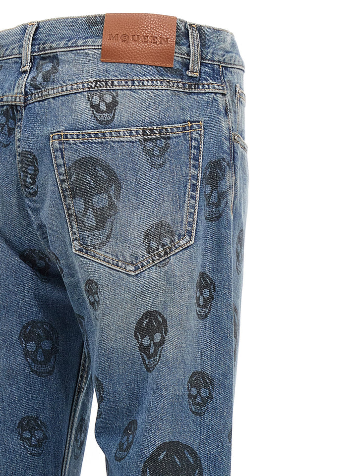 Skull Print Jeans Blue