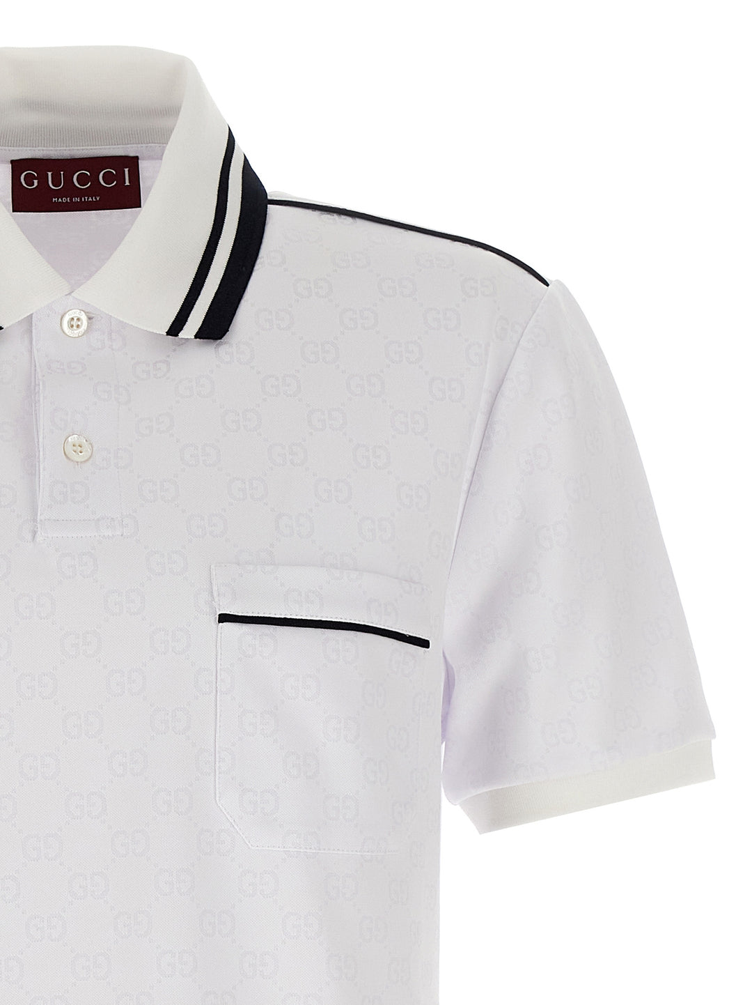 Gucci Gg Jacquard  Shirt Polo - White | 18ce5e66055fc5ecc55e0234426d7c6c93821b9b