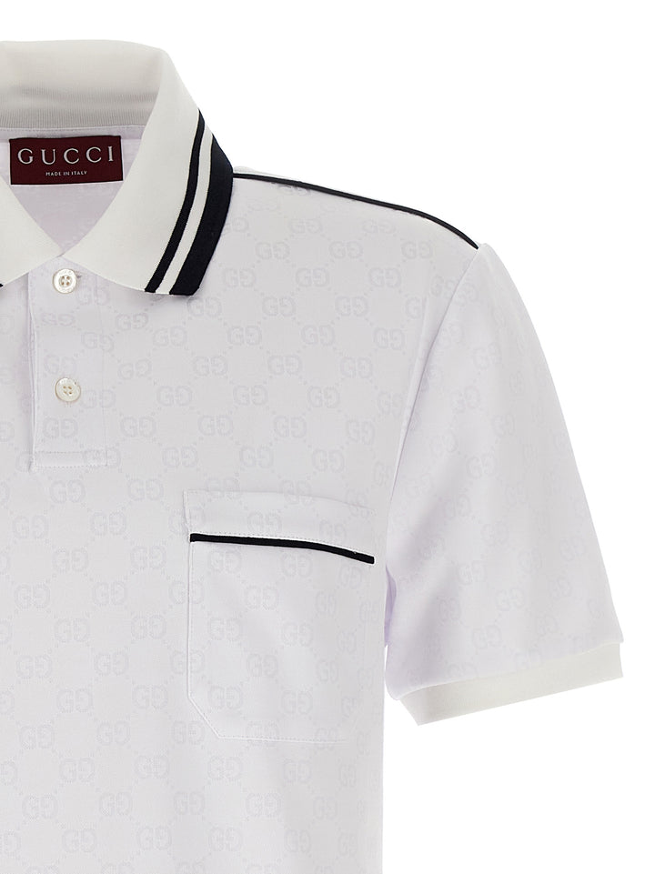 Gucci Gg Jacquard  Shirt Polo - White | 18ce5e66055fc5ecc55e0234426d7c6c93821b9b