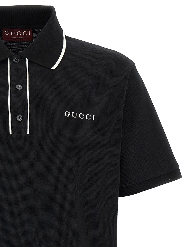 Gucci Logo Embroidery  Shirt Polo - White/Black | 664d6c33bfbcd30ccf6064aaf3d3c4bd77859263