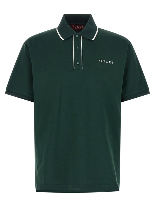 Logo Embroidery Shirt Polo Green
