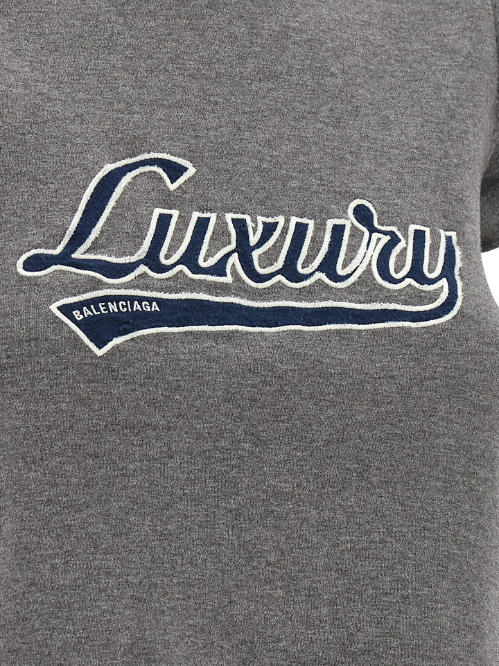 Balenciaga Shrunk Luxury Script T-shirt - Gray | 38ef63d7ddee60e98657a775e349f334de92cd4f