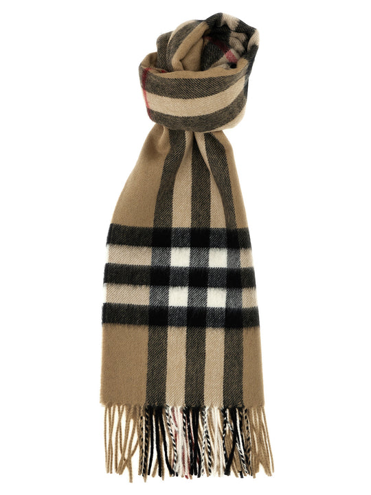 Check Cashmere Scarf Scarves And Foulards Beige
