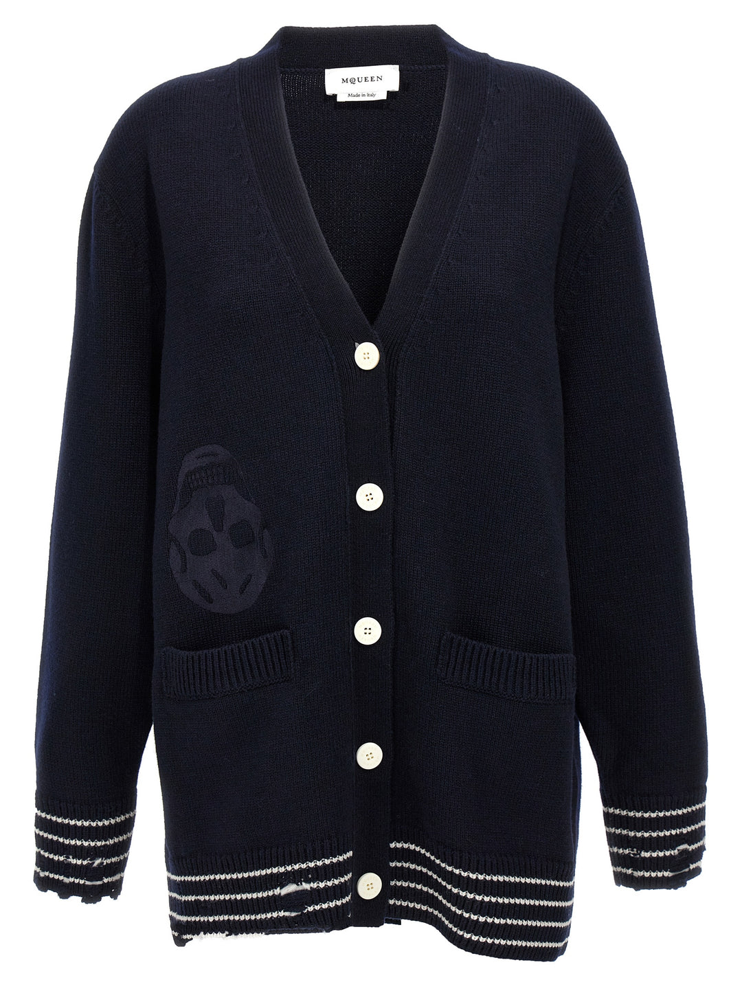 Inverted Skull Cardigan Sweater, Cardigans Blue