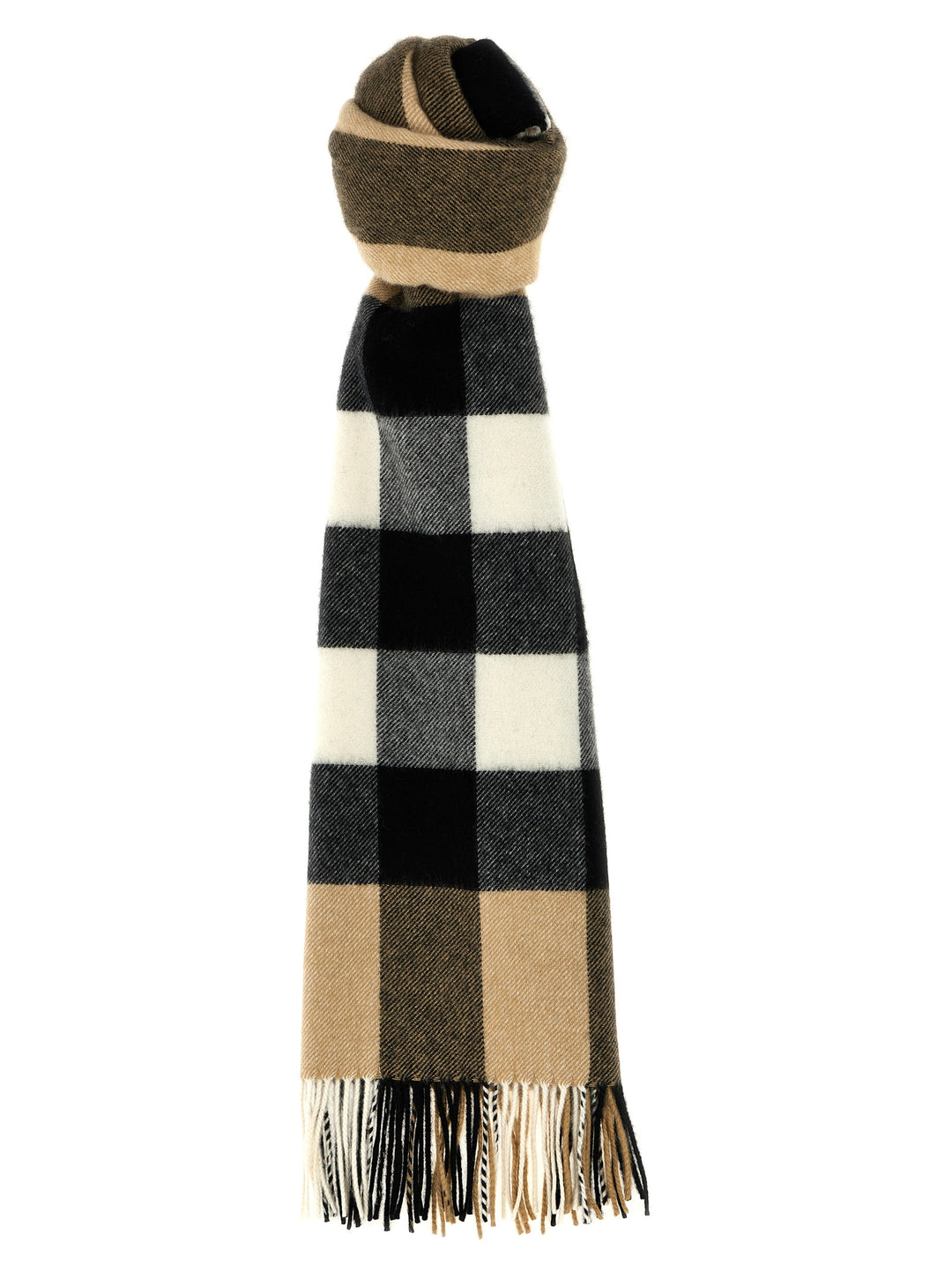 Check Cashmere Scarf Scarves, Foulards Beige