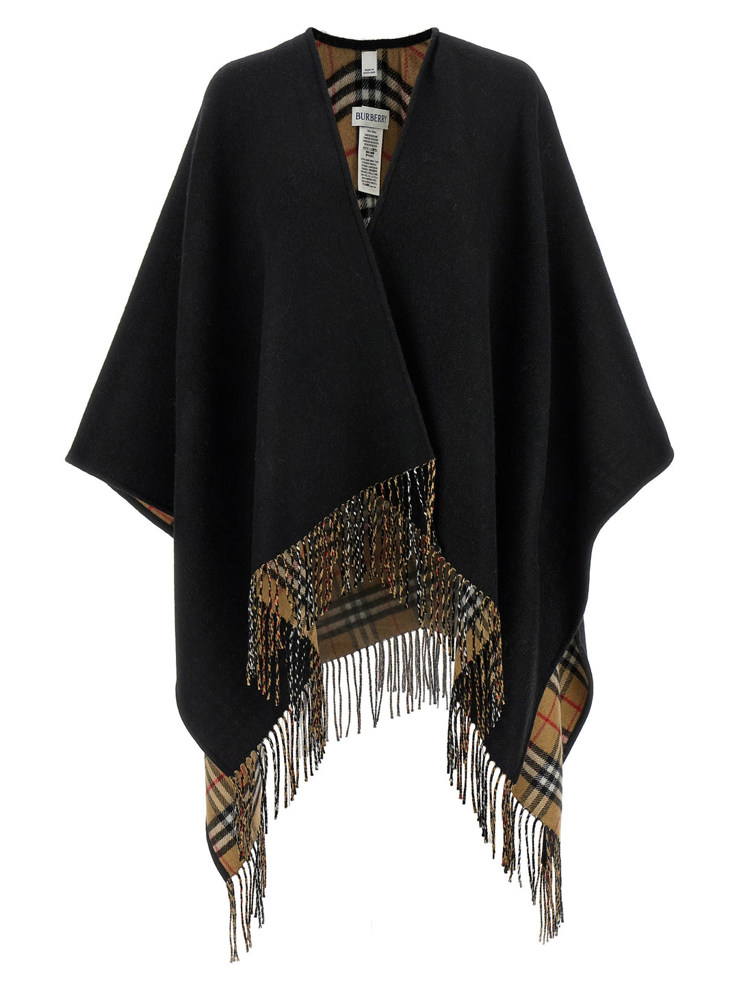 Burberry Fringed Cape Capes - Black | 56a5b54e8140781b9075b055091654ec4f144ec6