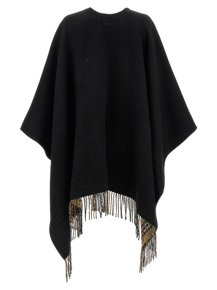 Burberry Fringed Cape Capes - Black | f50b9e52290ab765610b578518d70e3611d03d6b