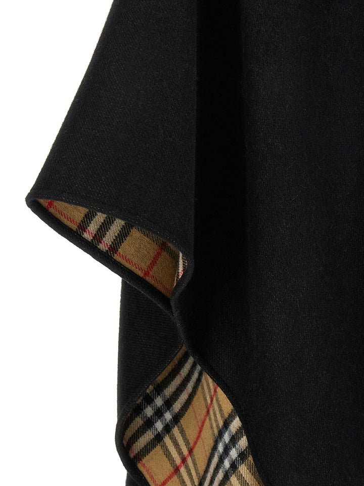 Burberry Fringed Cape Capes - Black | 416df43f3b8990403922929c0fc502b0d97c82e3