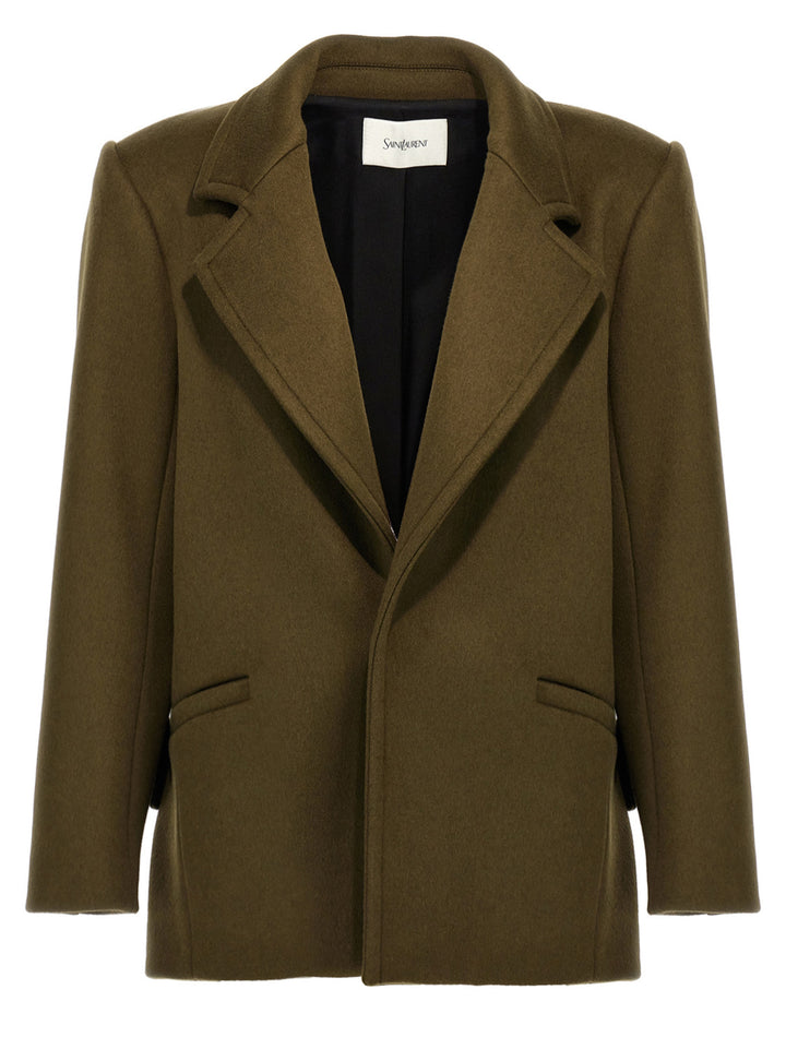 Single-Breasted Wool Coat Blazer And Suits Green