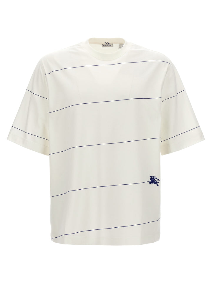 Logo Embroidery Striped T-Shirt White